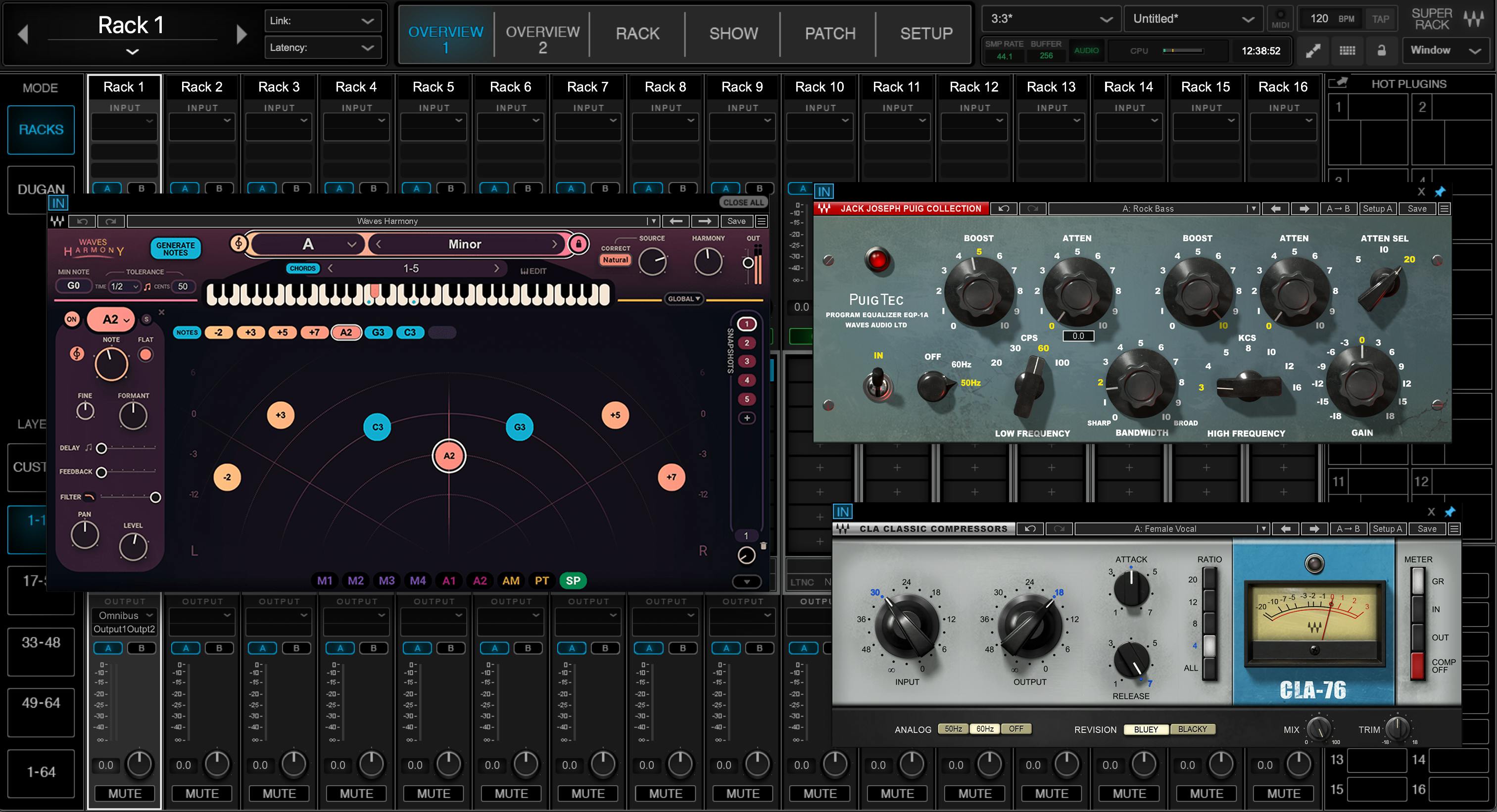 Waves SuperRack software screen